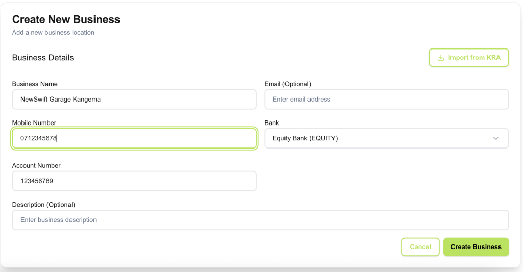 create tuma business profile